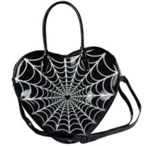 Kreepsville Spiderweb Sparkle Heart Large Bag Purse